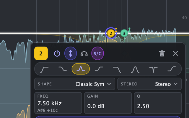 Painel da banda com o S/C Listen ligado para ouvir o que o detector escuta